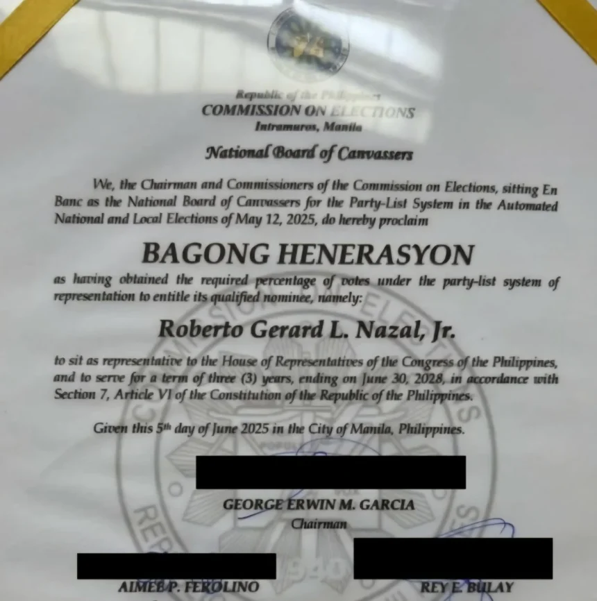 Bagong Henerasyon Party-list looks forward to 20th Congress; receives certificate of proclamation