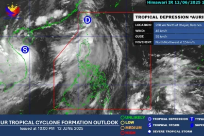 LPA develops into tropical depression ‘Auring’