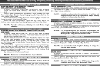 MERALCO ADVISORY ON SCHEDULED MAINTENANCE ACTIVITIES