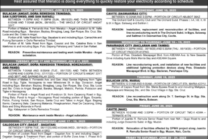 MERALCO ADVISORY ON SCHEDULED MAINTENANCE ACTIVITIES