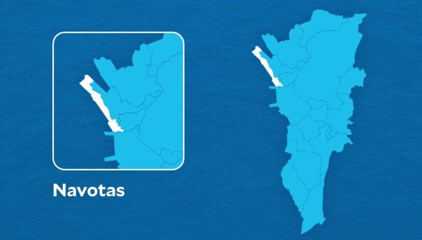 Navotas roads submerged in flood due to high tide, collapsed wall