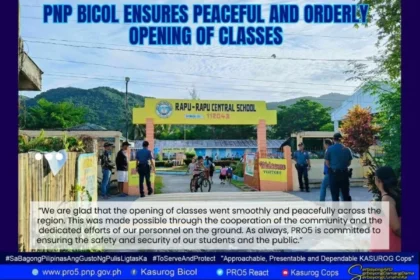 Police report smooth, orderly opening of new school year in Bicol