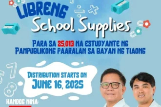Tiaong mayor distributes school supplies to students
