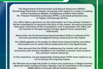 Zamboanga del Sur protected landscape shut amid cockfight probe