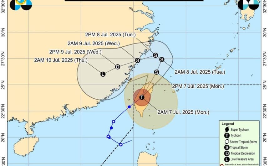 Bising makes landfall in Taiwan; wind signal lifted in Batanes