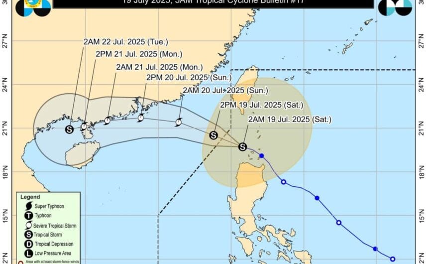 Crising intensifies into severe tropical storm as it exits PAR