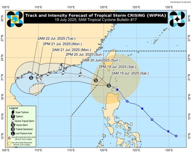 Crising steadily moving away from PH; Signal No. 2 in 5 areas