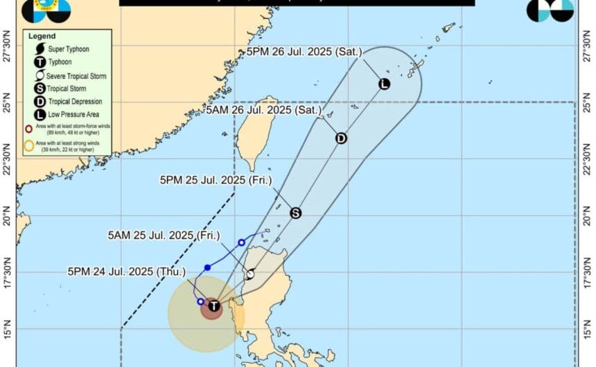 Emong keeps strength, moves slowly over Pangasinan coast