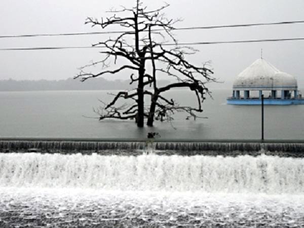 La Mesa Dam nears spilling level on Monday morning (July 21)