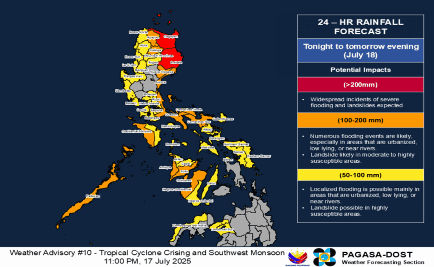 MMDA issues flood warning in Metro Manila