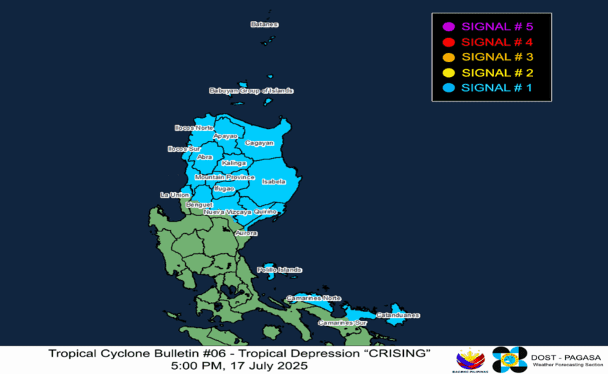 More Luzon areas under Signal No. 1 as Crising nears landmass