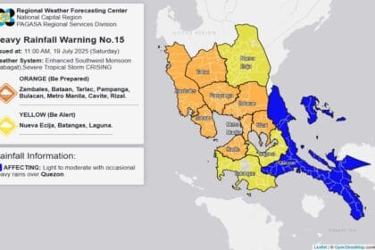 Orange rainfall warning up in Metro Manila, 7 other areas