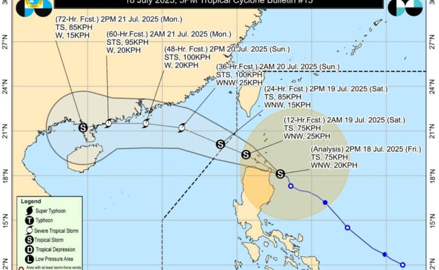 Orange rainfall warning up in Zambales due to TS Crising