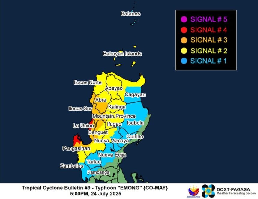 Signal No. 4 up in 3 areas due to Typhoon Emong