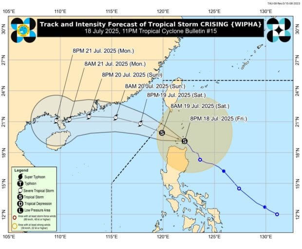 Storm Crising landfall less likely; Signal No. 2 in 10 areas