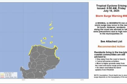 Storm surge warnings up in 4 Luzon provinces due to TS Crising