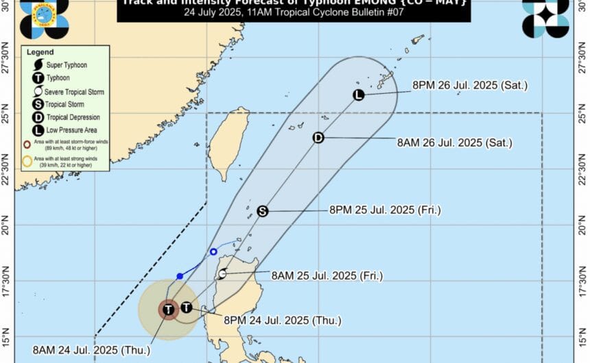 Typhoon Emong may make landfall over La Union or Ilocos Sur