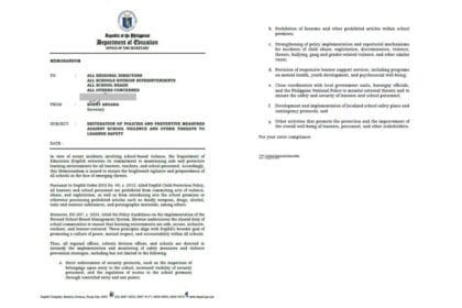 DepEd orders strict measures after Nueva Ecija classroom shooting
