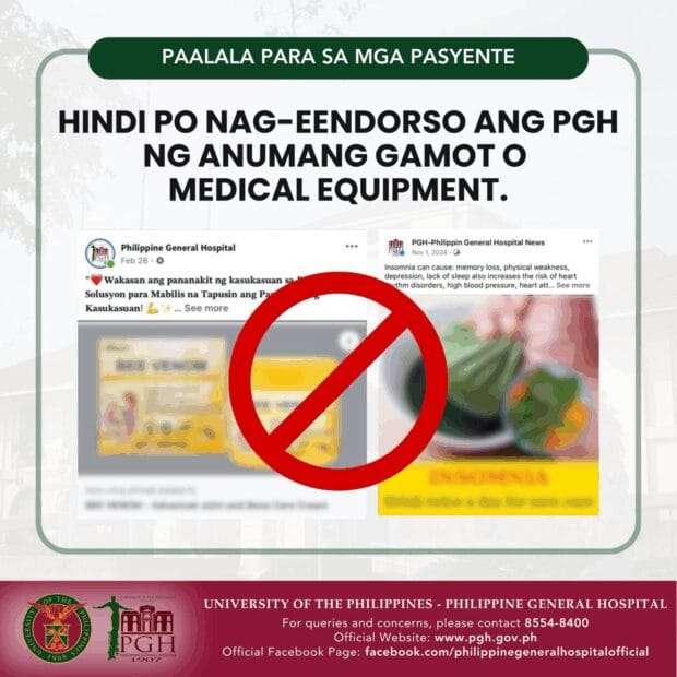 PGH warns vs fake FB pages endorsing medicines
