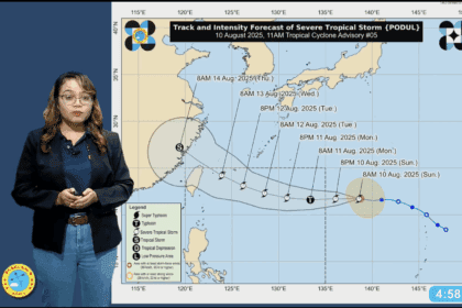 Podul maintains strength as it moves westward, nearer PAR