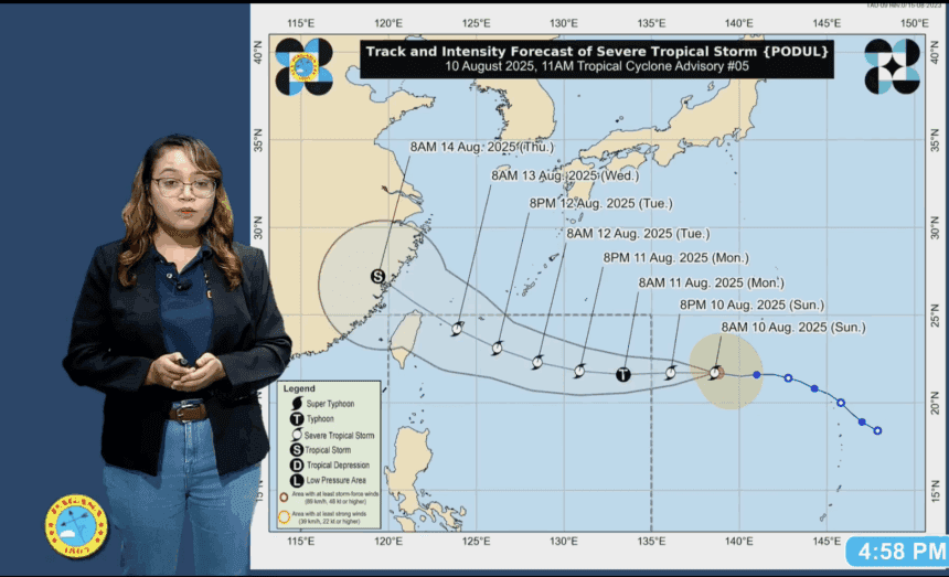 Podul maintains strength as it moves westward, nearer PAR
