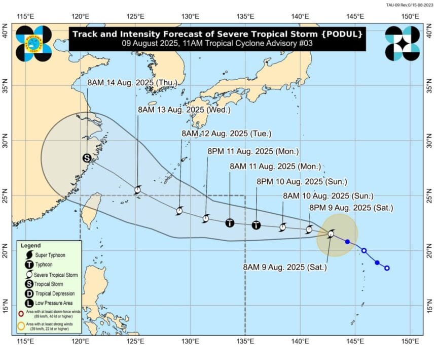 Podul strengthens into Severe Tropical Storm; no effect yet on PH