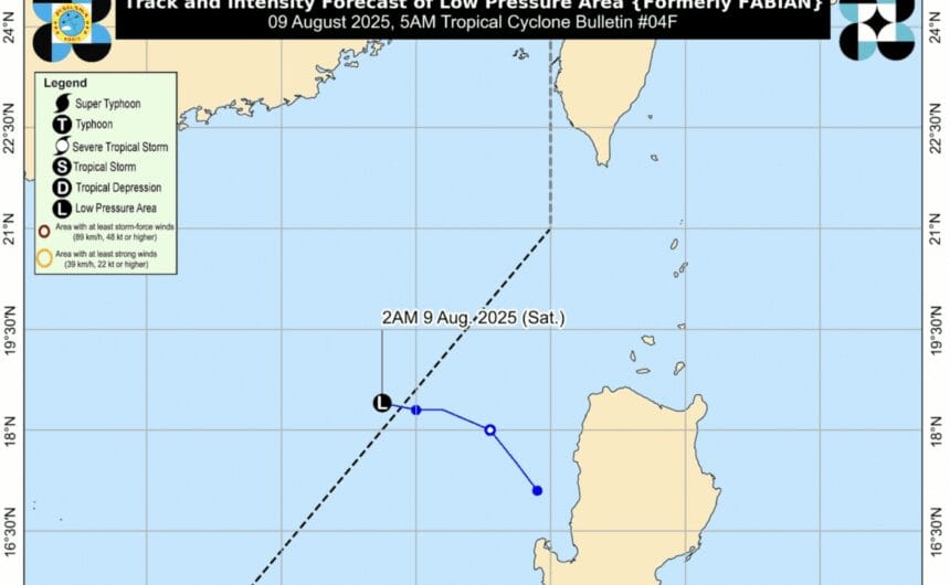 Tropical Depression Fabian weakens into LPA, leaves PAR