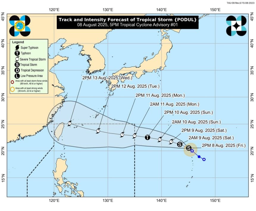 Tropical Storm Podul may enter PH by Sunday or Monday
