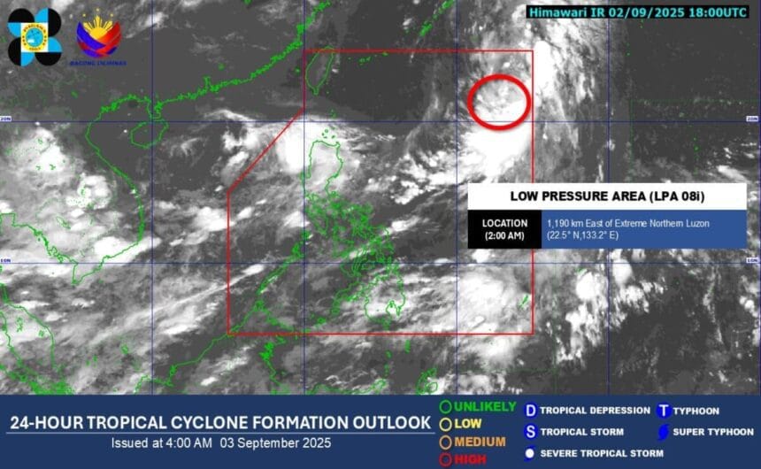LPA within PAR has ‘high’ chance of becoming tropical depression